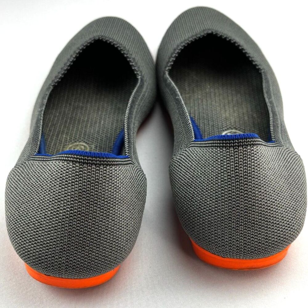 ~ Rothy's Herringbone 10.5 The Flat Washable Gray Navy Round Toe Ballet Flats - Picture 4 of 9
